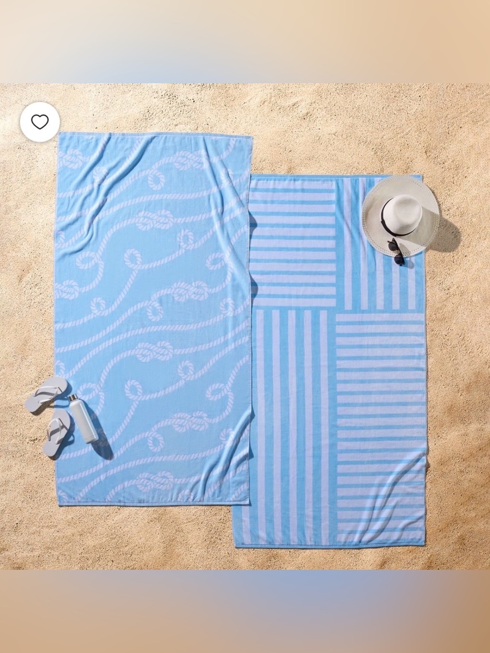 Better Homes & Gardens 2 Pack Beach Towels Blue Rope Stripe NWT 38x72